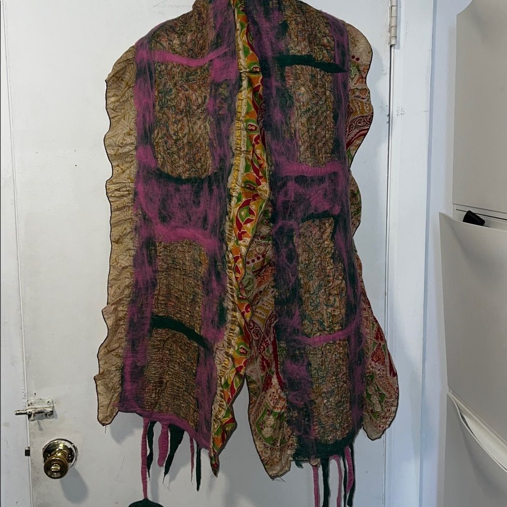 NUNO Felted and Silk Multicolor Abstract Scarf